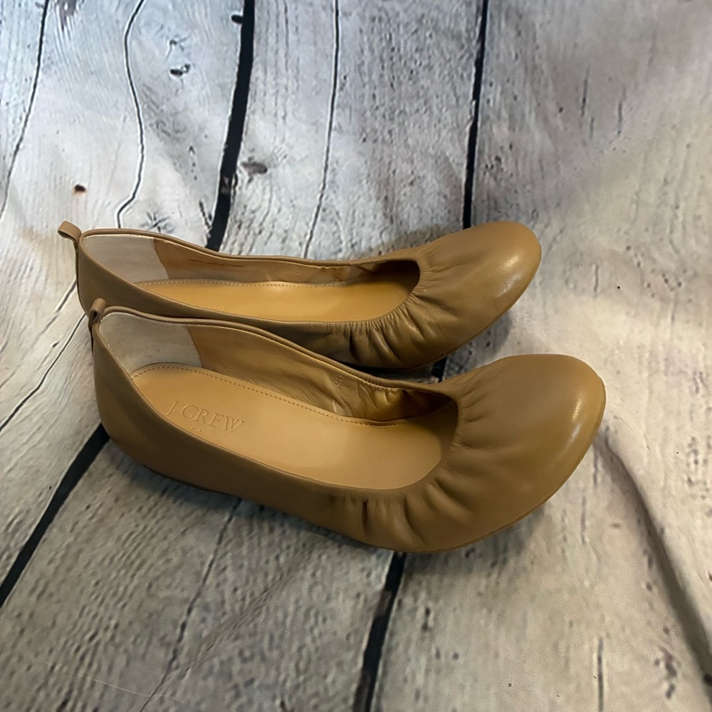 J CREW‎ Women’s Anya Nude Leather Slip on Ballet Ballerina Flats Shoe Size 9.5